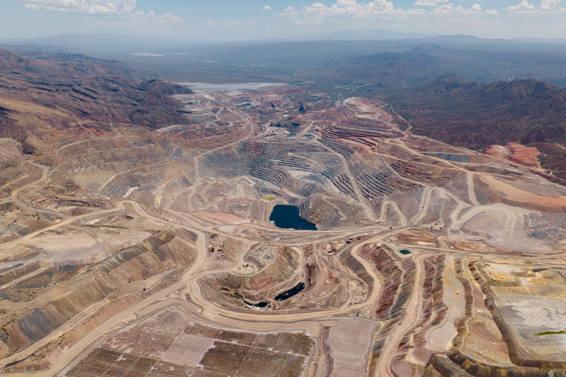 Open pit benches, aerial